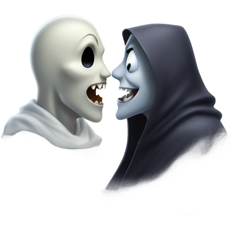 Scary Ghost kissing vampire emoji