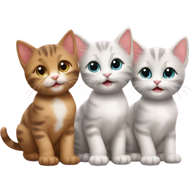 Three kittens saying good morning emoji