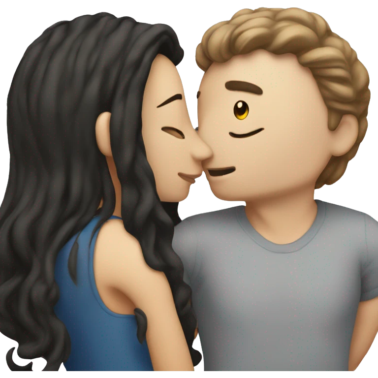 man with dark hair white skin kissing woman with dark hair white skin  emoji