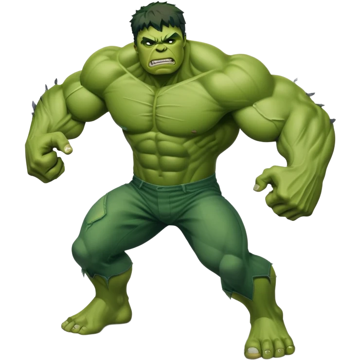 Hulk fighting, strong green muscular superhero in action pose emoji