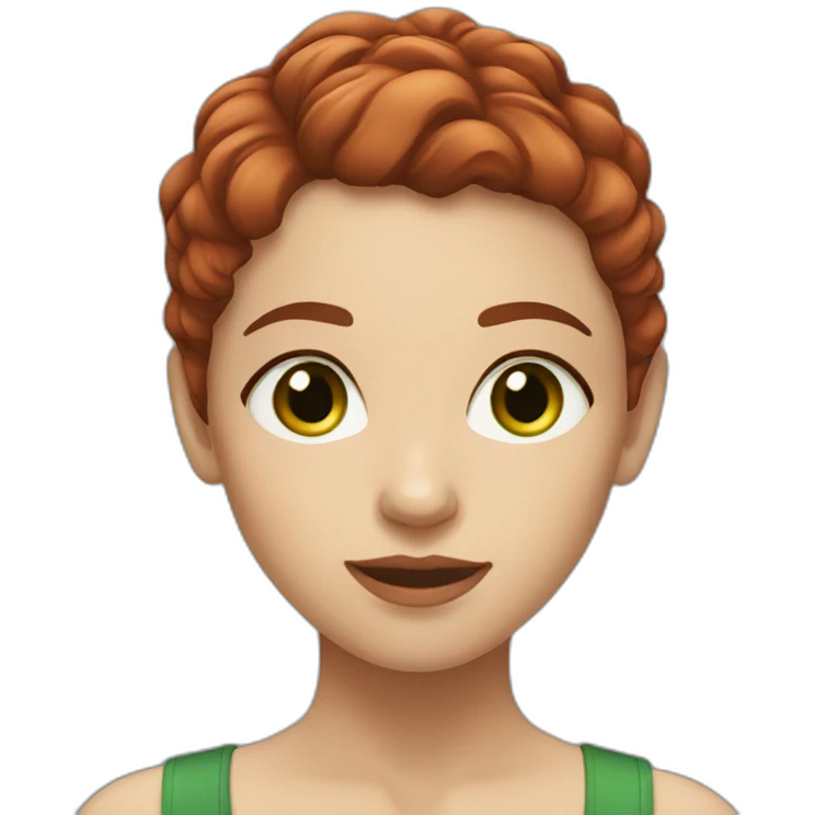 girl with light skin and short dark red hair and green eyes  emoji