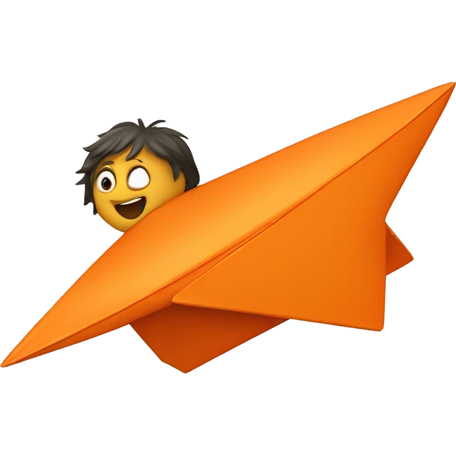 children fly on an orange paper airplane emoji