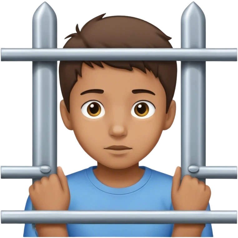 boy looking through the bars of a gate emoji