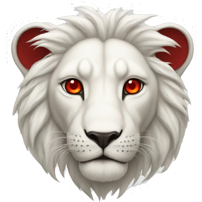White lion with red eyes emoji