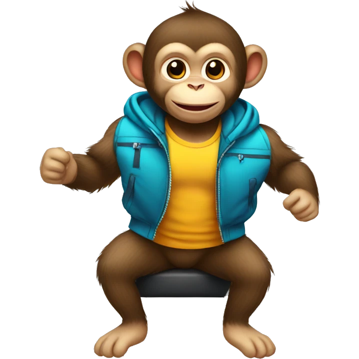 Baby monkey in the gym with a jacket  emoji