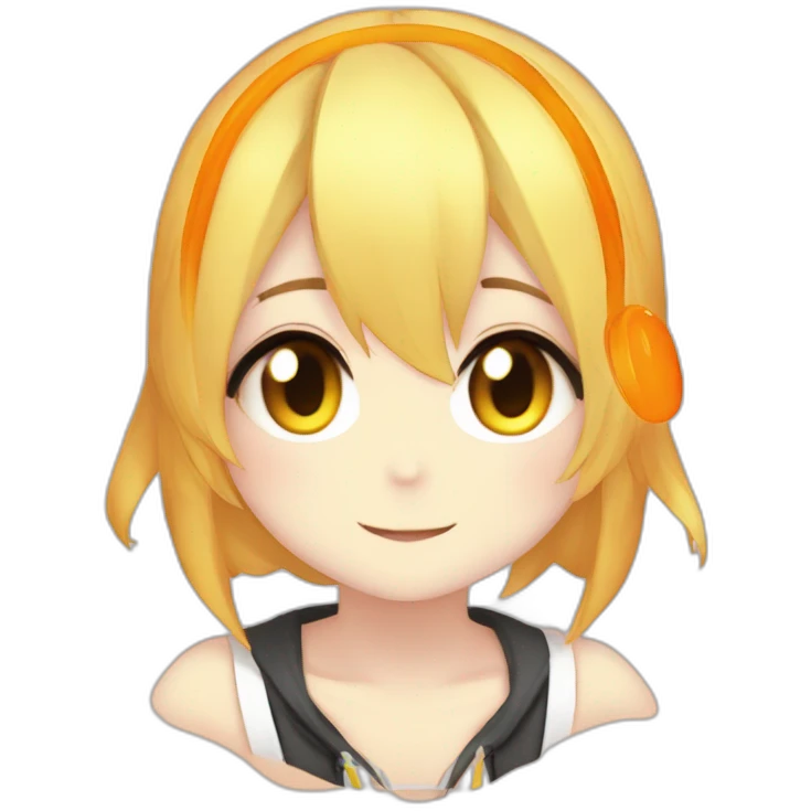 Kagamine Rin vocaloid with an orange emoji