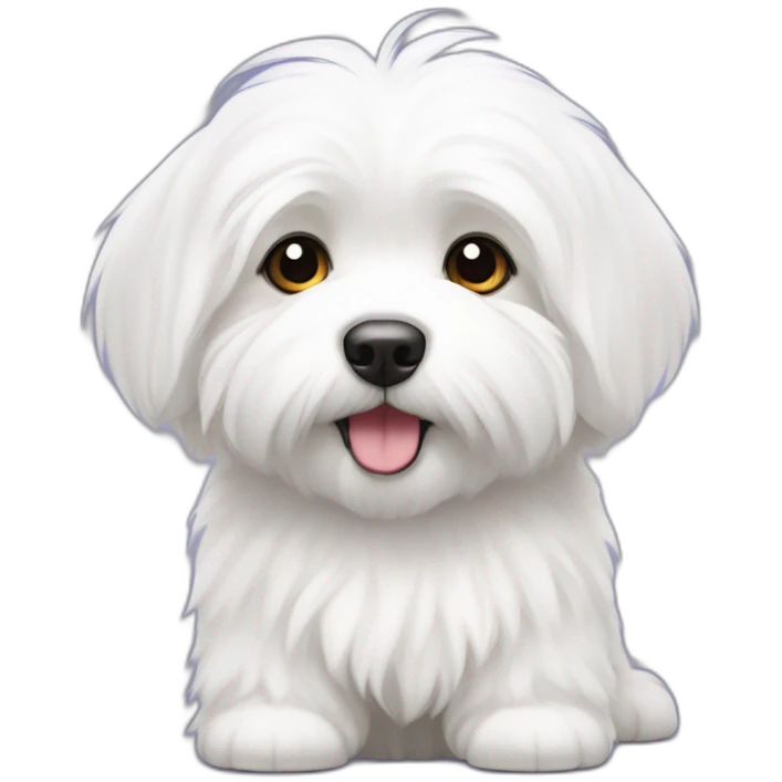 cute coton de tulear with short hair emoji