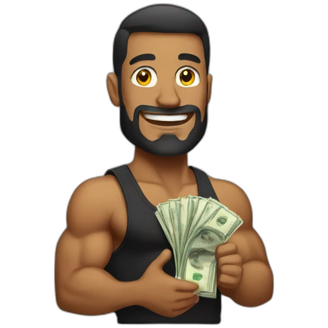 bodybuilder with money emoji