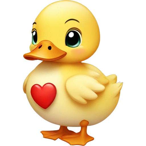 Cute baby duck with heart emoji
