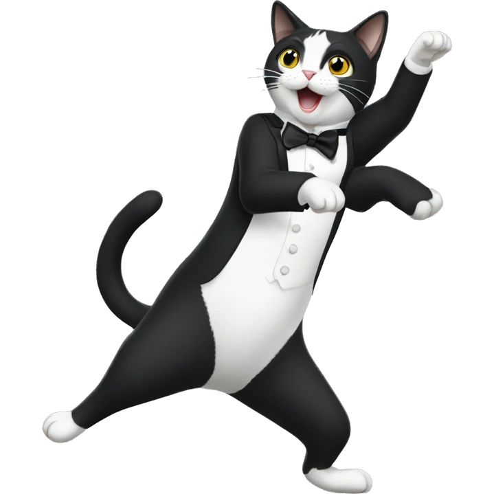 Tuxedo cat dancing emoji