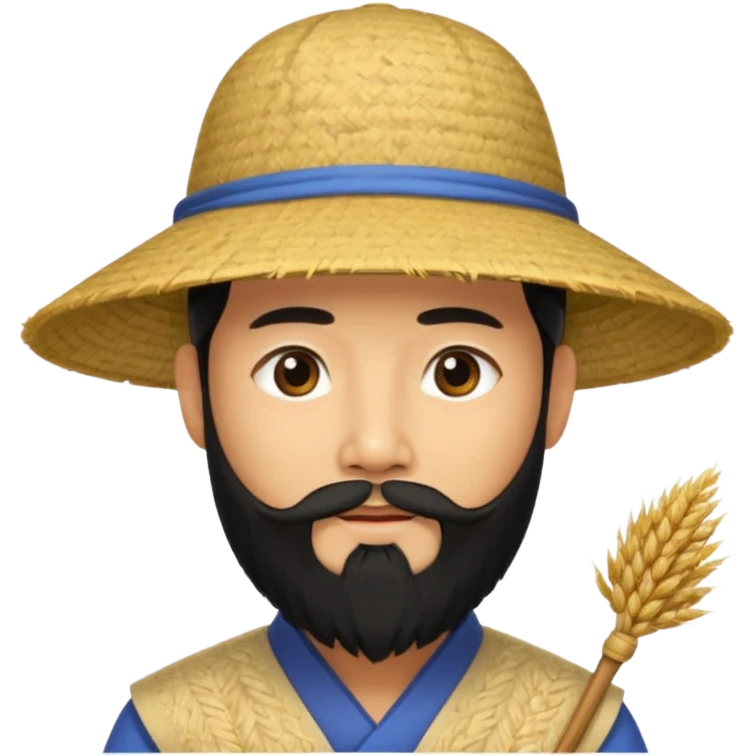 chinese man wearing rice hat wit beard emoji