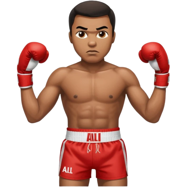 Mohammed Ali boxer , with the trunks shaeem on it emoji