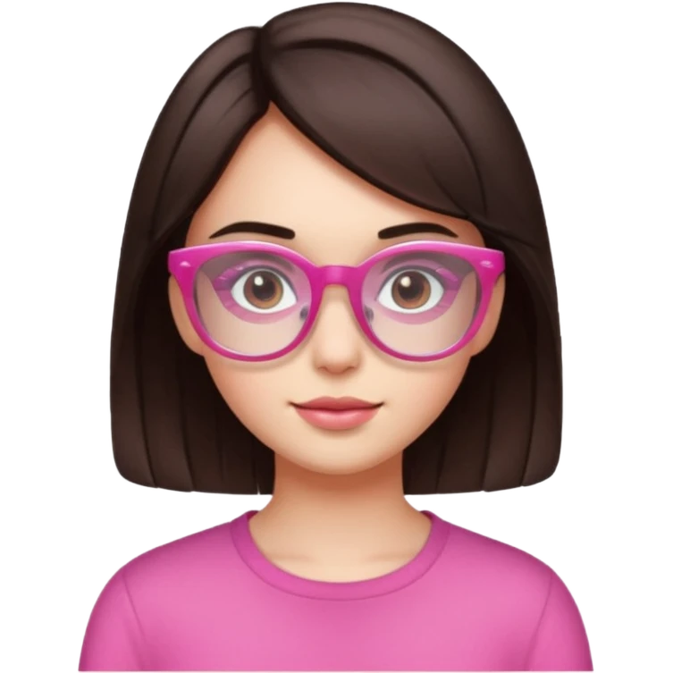 to give birth to a brunette girl who wears semi-transparent pink glasses and has short dark brown hair. emoji