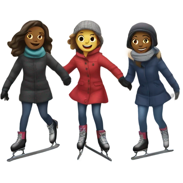 Four girls ice skating under a bridge in New York emoji