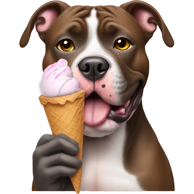 pitbull with ice cream in his paw emoji