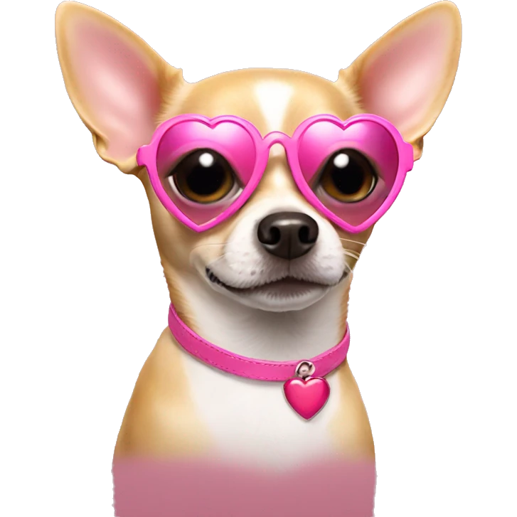 chihuahua wearing pink heart sunglasses emoji