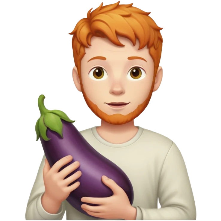 Ginger boy carrying eggplant  emoji