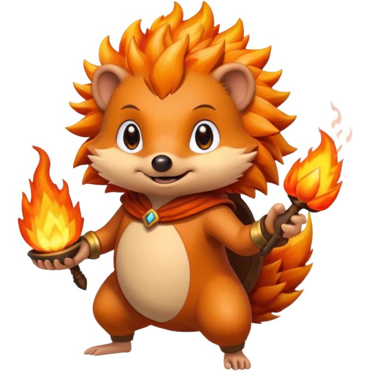 fire bender hedgehog fire in hand emoji