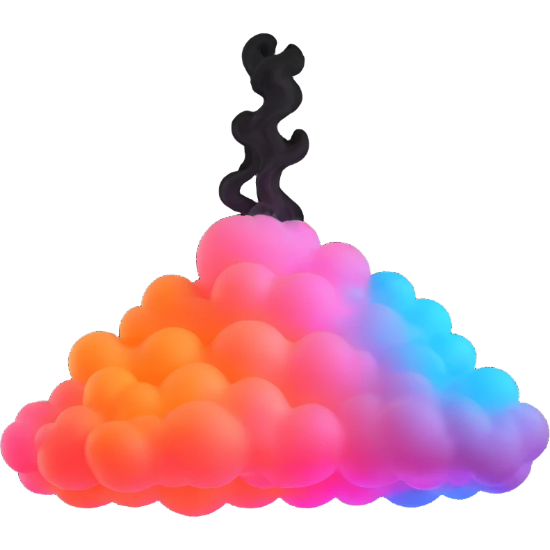 glowing neon smoke cloud emoji
