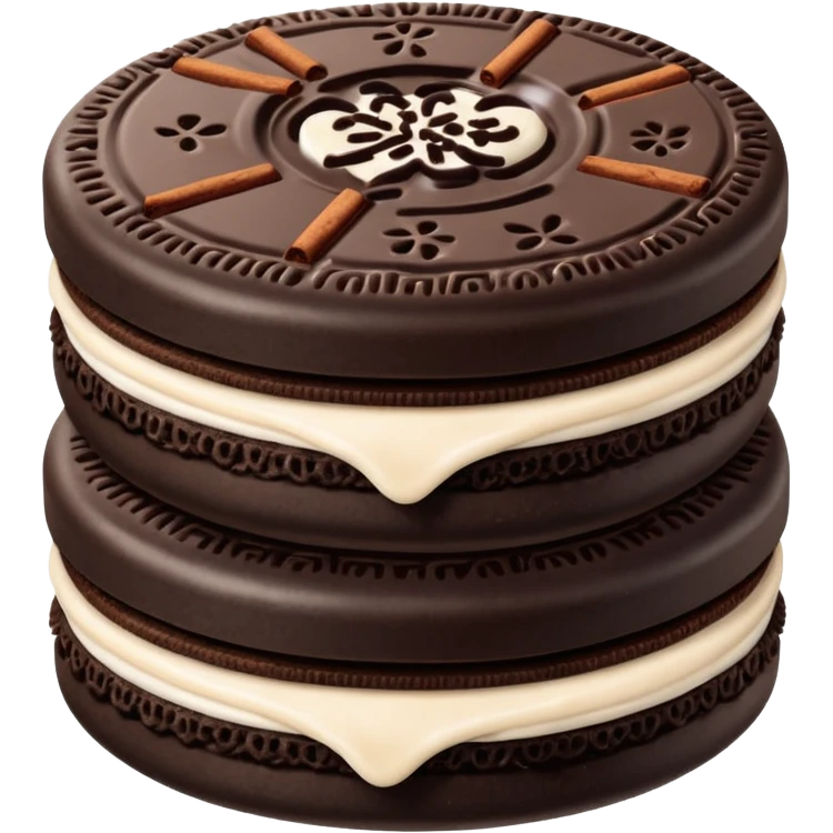 Oreos with a layer of Chocolate then cinnamon cream emoji