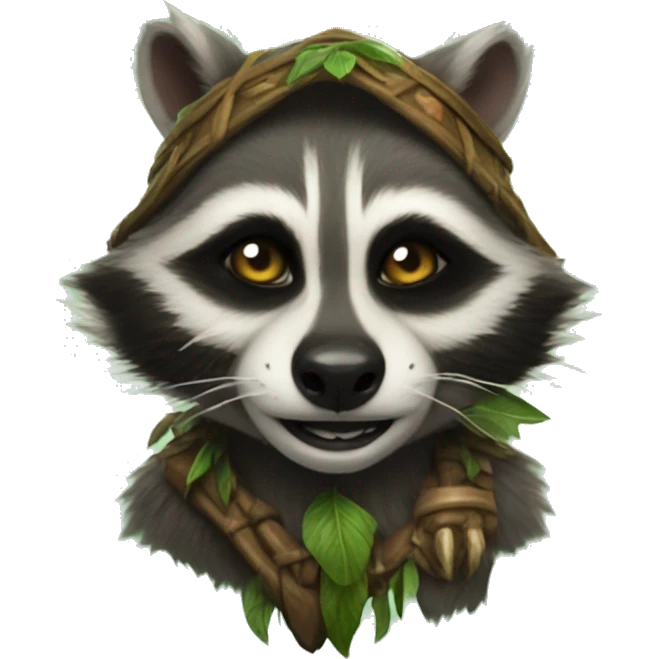 Raccoon as World of Warcraft druid  emoji