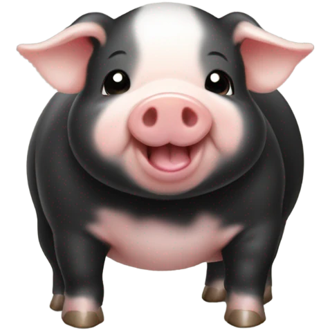 Cute baby black pig smiling has 4 bokjumeonis. emoji