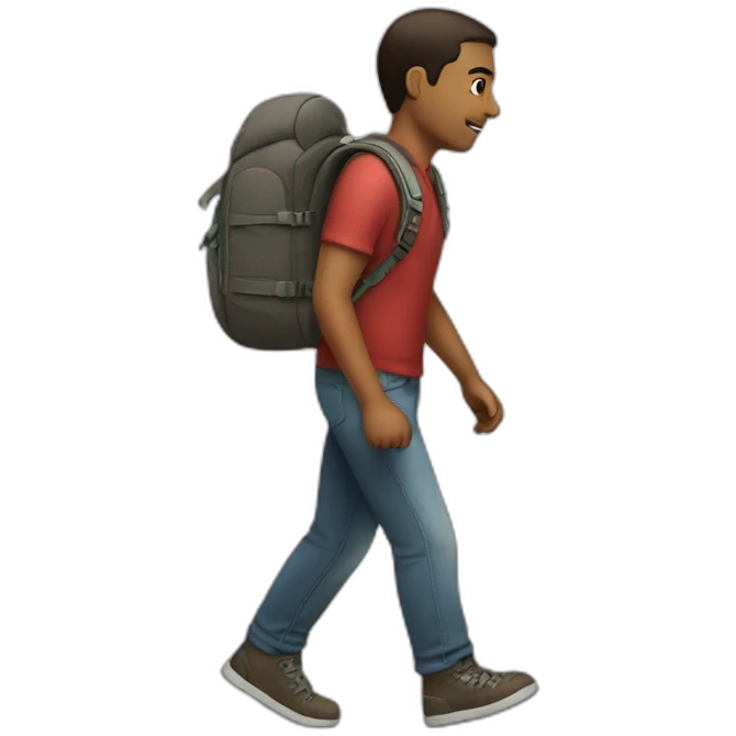 a person with a backpack on, he is walking emoji