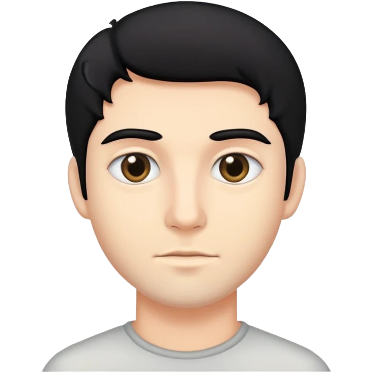 Black haired and black eyed man with fair skin emoji
