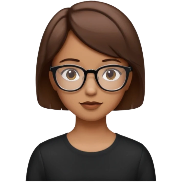 une personne joli, avec des cheveux court brun , et des lunettes tourné de trois quart  emoji