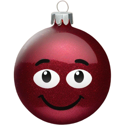 Burgundy red glitter chirstmas ornament  emoji