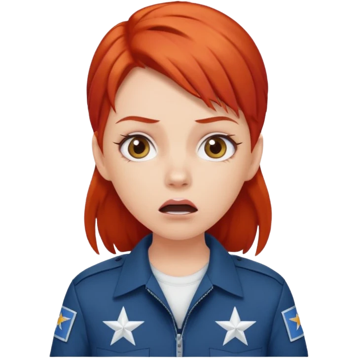 shocked face on white girl red hair Air force emoji