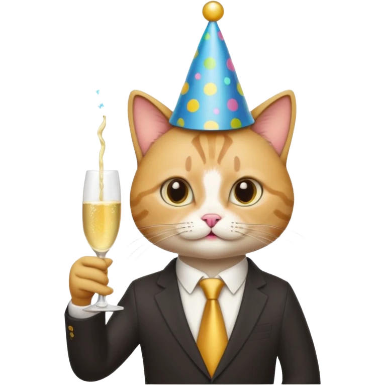 Business cat, party emoji