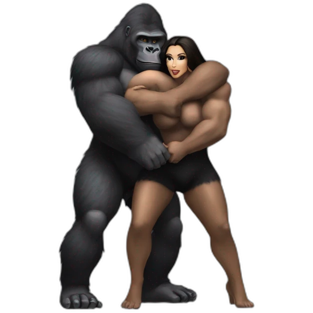 Big Buff Gorilla holding Kim Kardashian from back emoji