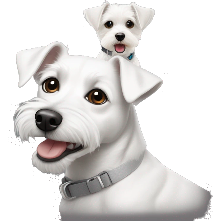 white and gray mixed breed Jack Russel with bichon frise emoji