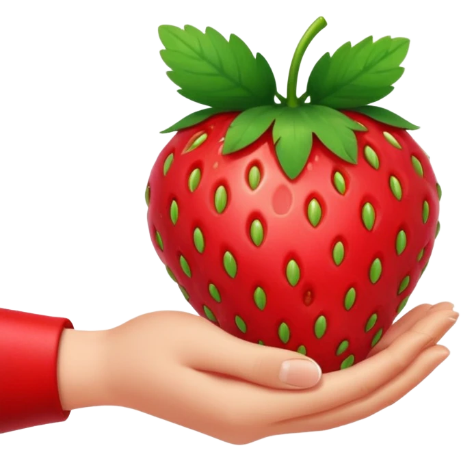 Strawberry with its own hands emoji