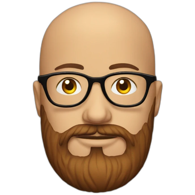 Bald man with galatasaray forma with beard and optical glasses emoji