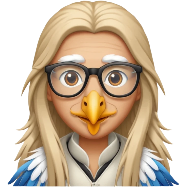 long hair stork with glasses  emoji