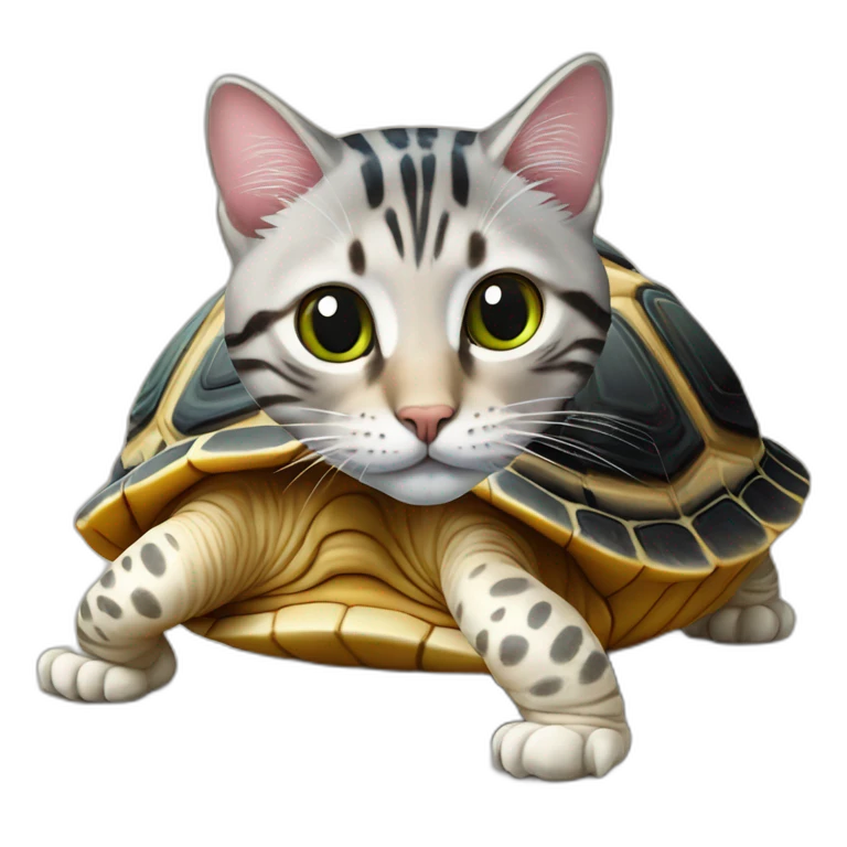 cat sur une tortue emoji