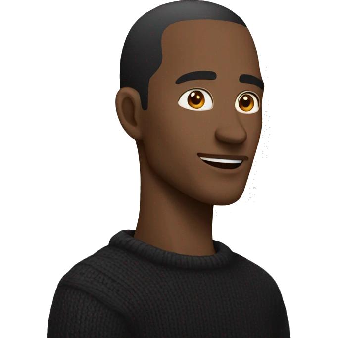 man with long neck wearing black sweater emoji