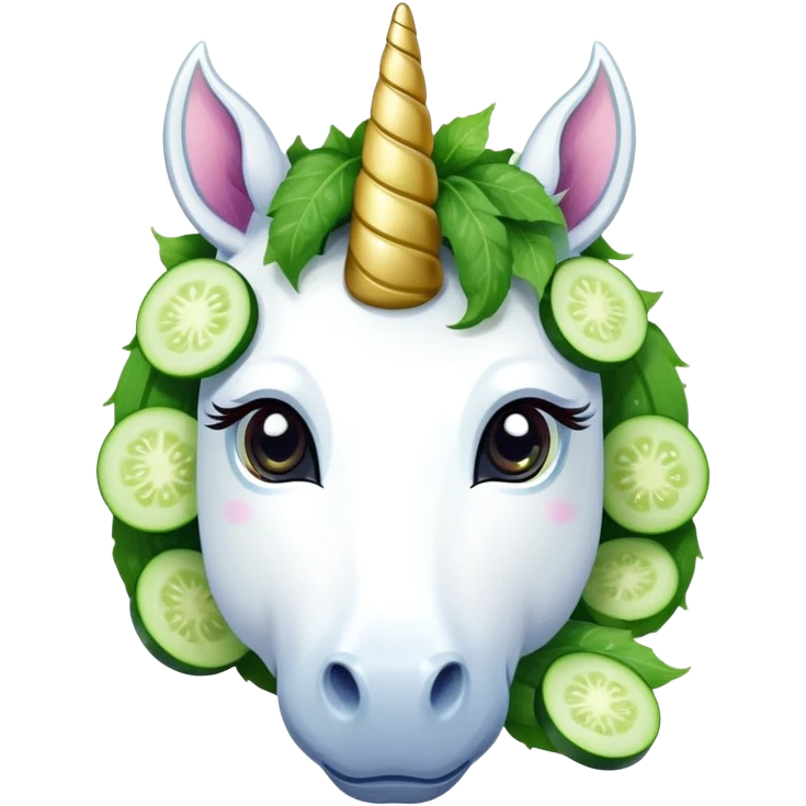 unicorn with cucumber over her eyes  emoji