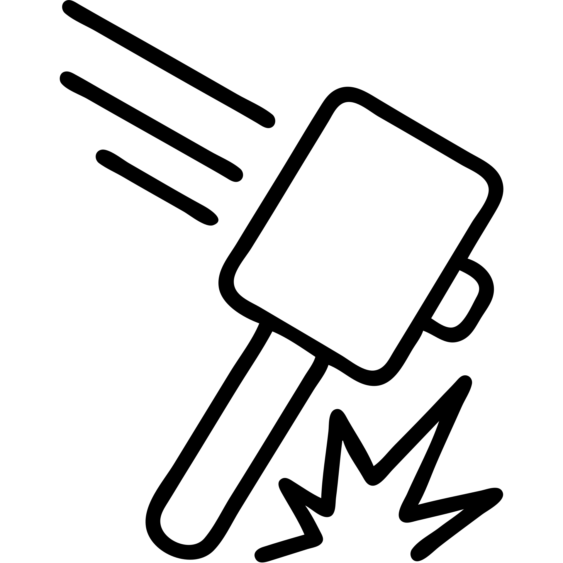 stylized icon of a sledgehammer being swung, action effect, dynamic motion lines emoji
