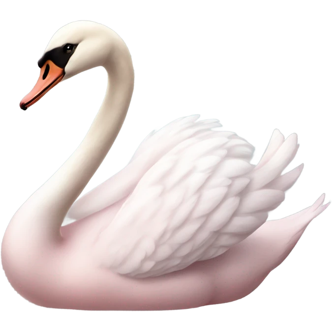 Light pink  swan realistic faced sideways emoji