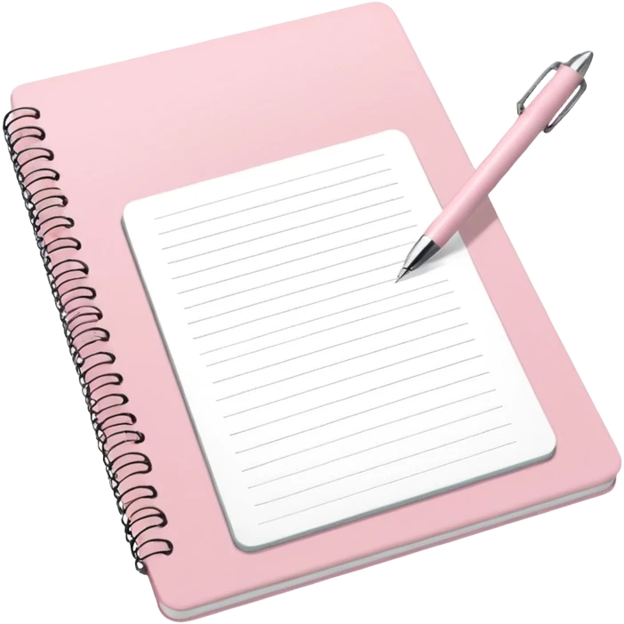 Light pink notebook open to a calm market notes setup, pen beside it, clean aesthetic emoji