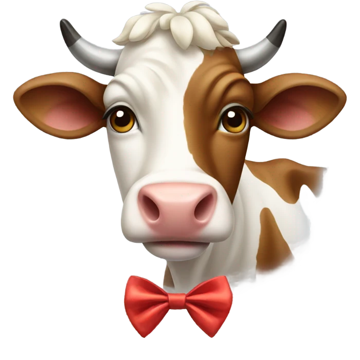 Cow wearing a bow emoji