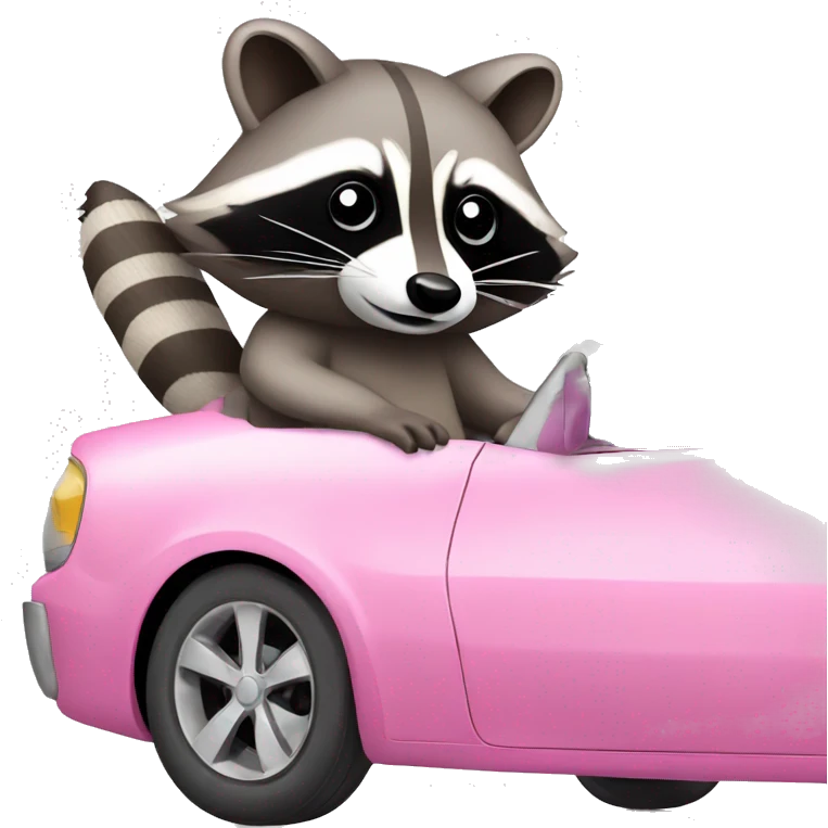 Raccoon in pink car emoji