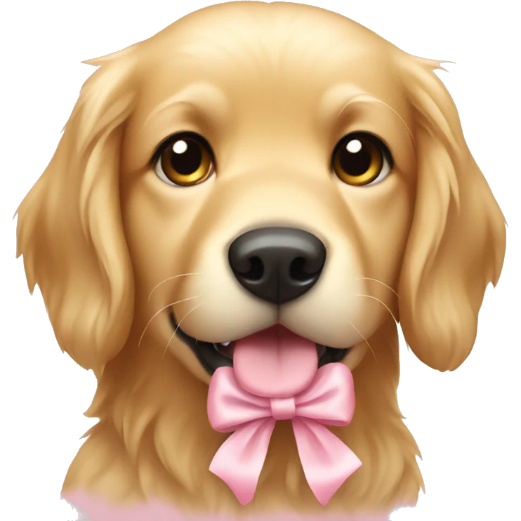 Golden retriever with light pink bow emoji