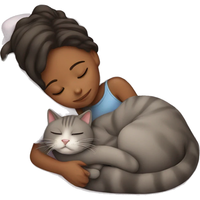 Girl sleeping with cat  emoji
