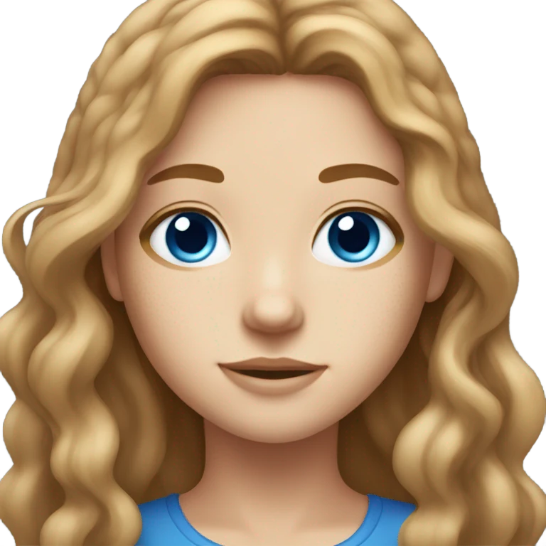 Long light brown hair and blue eyes and freckles  emoji