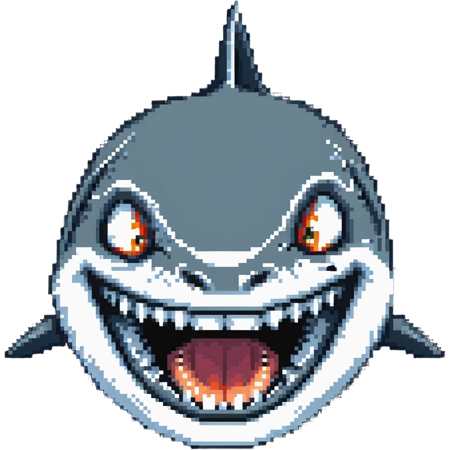 shark face close-up with pointy white teeth in open jaws emoji