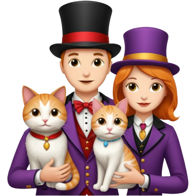 magician couple and their pet cat emoji